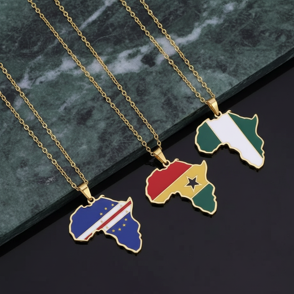 Stainless Steel Country Flag Pendant Necklace