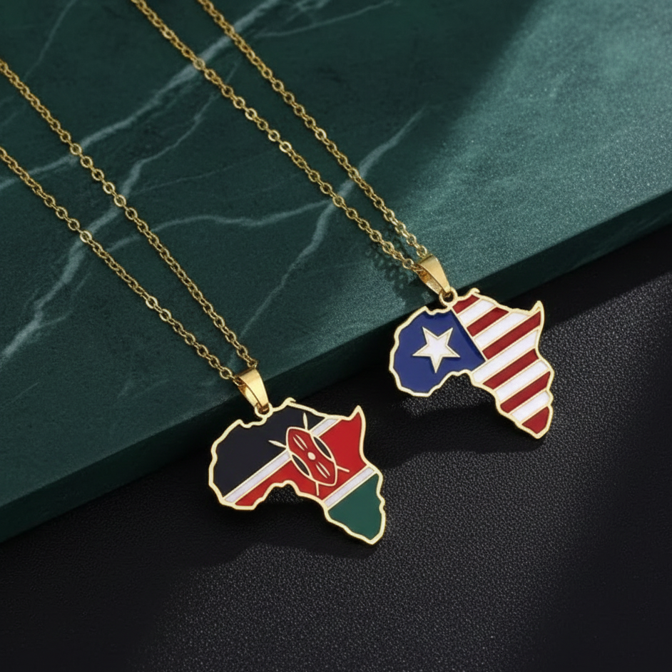 Stainless Steel Country Flag Pendant Necklace