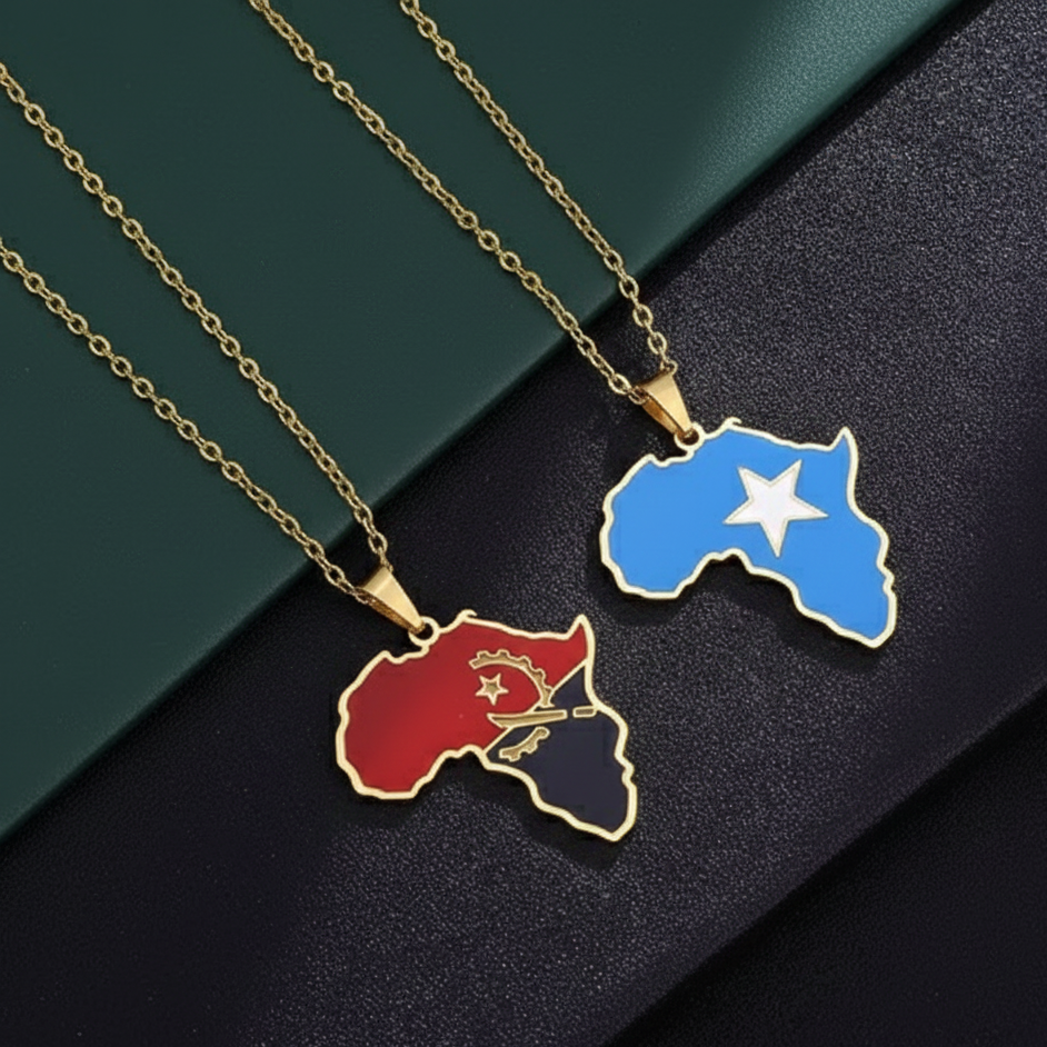 Stainless Steel Country Flag Pendant Necklace
