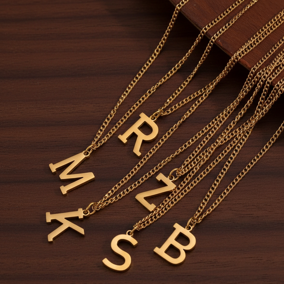 Minimalist Initial Letter Necklace + Pendant