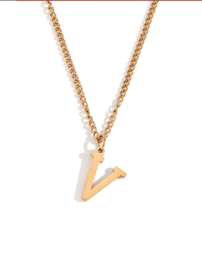 Minimalist Initial Letter Necklace + Pendant