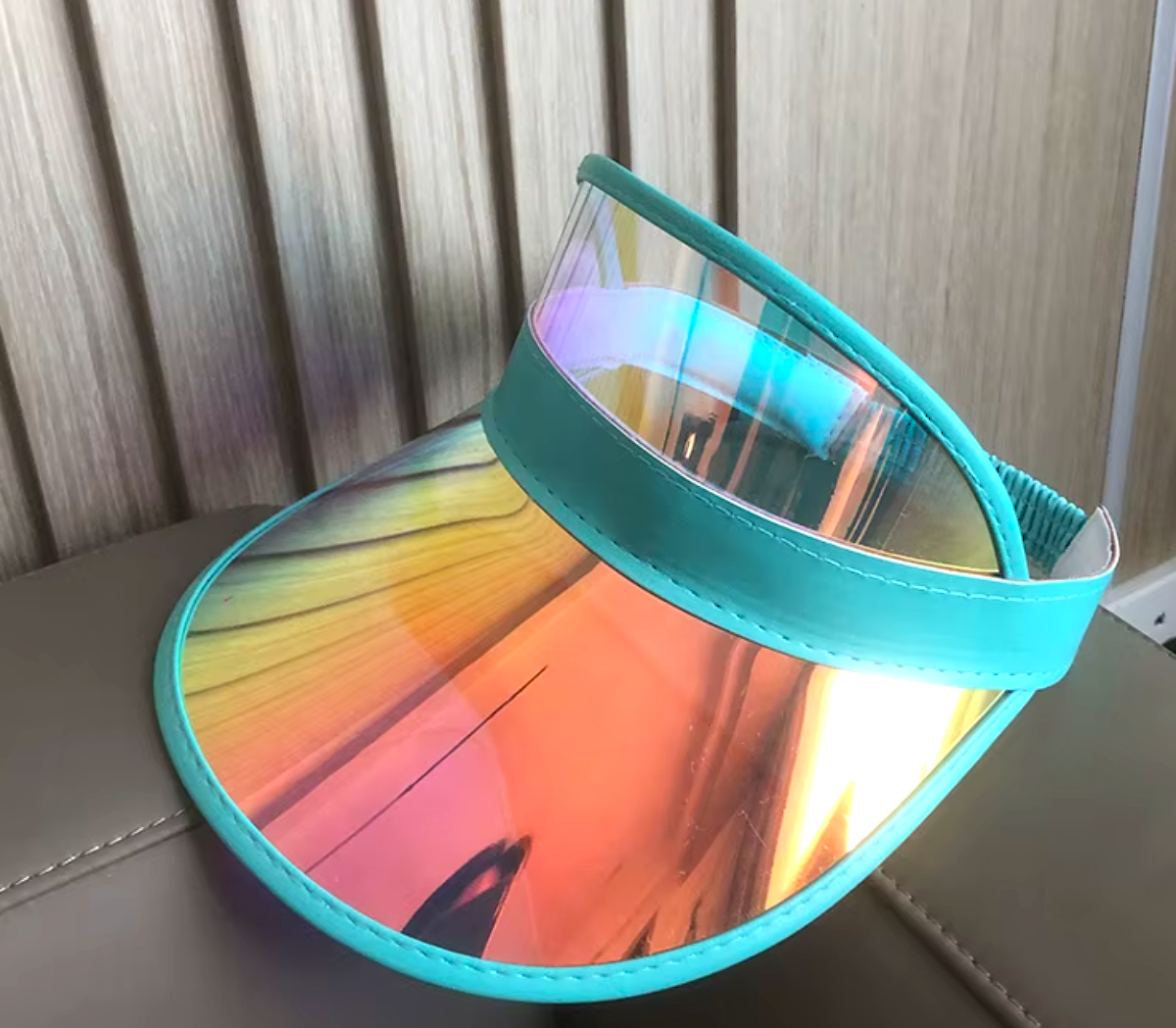 Plastic Chrome Sun Visor Hat with UV Protection