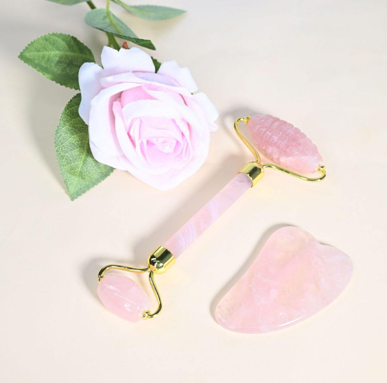Natural Jade Facial Roller & Gua Sha Massage Tool Set