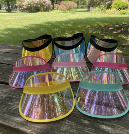 Plastic Chrome Sun Visor Hat with UV Protection