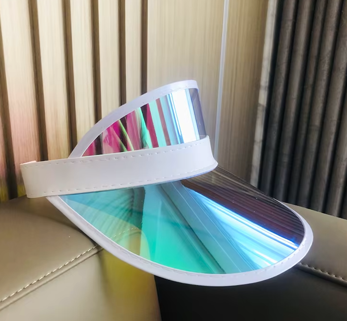 Plastic Chrome Sun Visor Hat with UV Protection