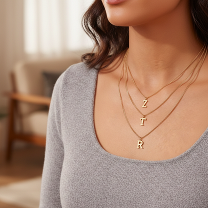 Minimalist Initial Letter Necklace + Pendant